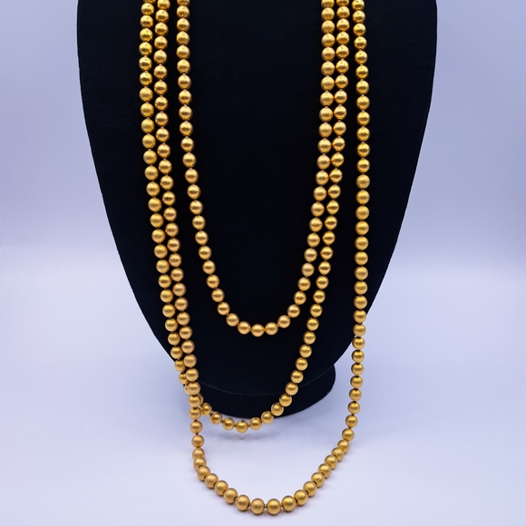 Vintage Jewelry Vintage Triple Strand Gold Ball And Chain Necklace Poshmark